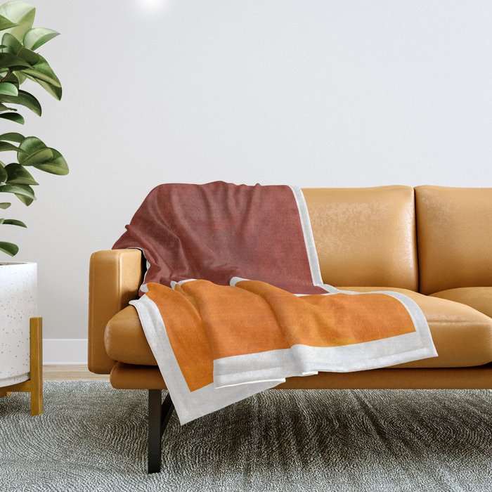 Burnt Sienna Yellow Ochre Rothko Minimalist Mid Century Abstract Color Field Squares Throw Blanket