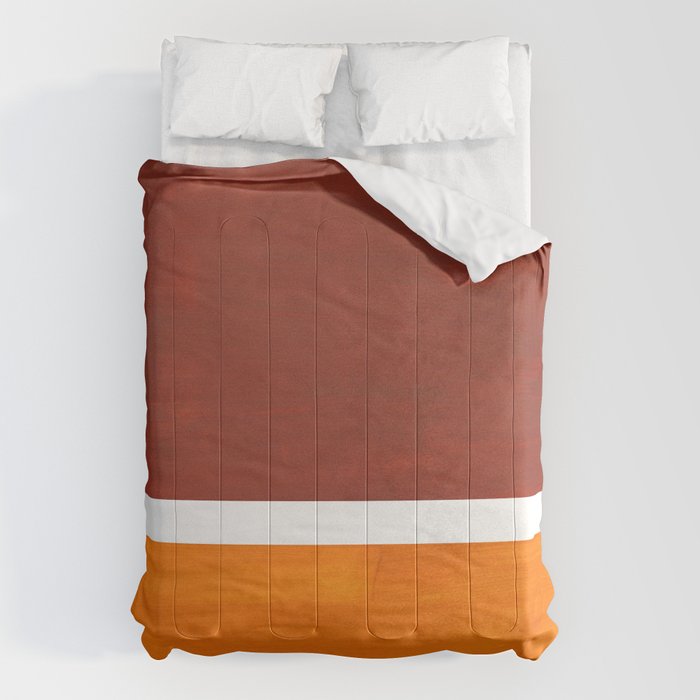 Burnt Sienna Yellow Ochre Rothko Minimalist Mid Century Abstract Color Field Squares Comforter