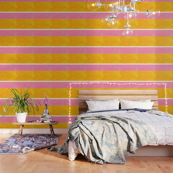 Pastel Yellow Pink Rothko Minimalist Mid Century Abstract Color Field Squares Wallpaper