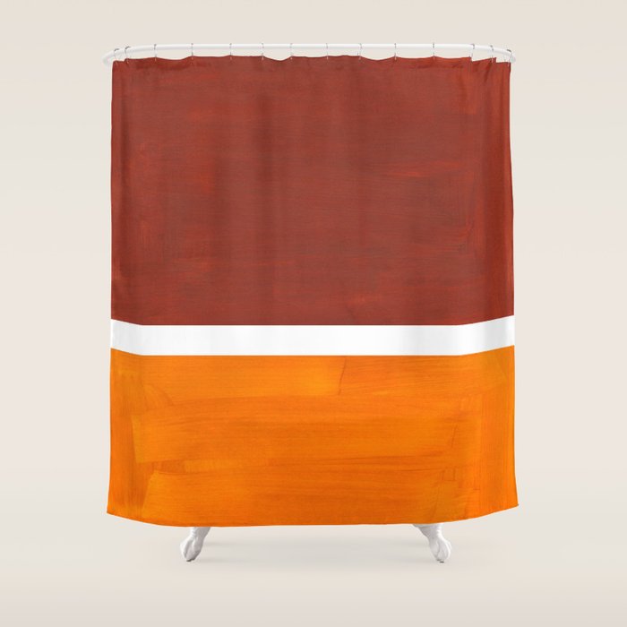 Burnt Sienna Yellow Ochre Rothko Minimalist Mid Century Abstract Color Field Squares Shower Curtain