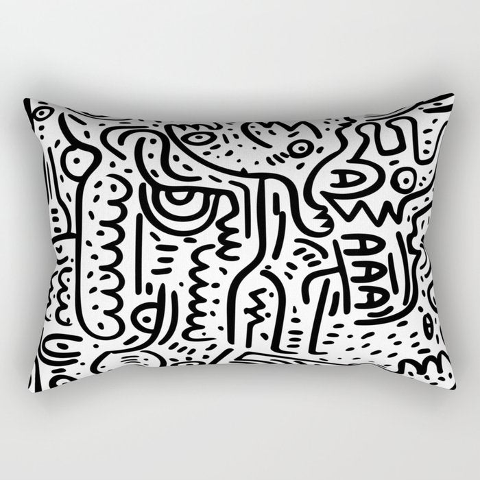 Street Art Graffiti Love Black And White Rectangular Pillow