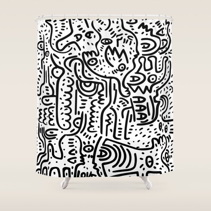 Street Art Graffiti Love Black And White Shower Curtain