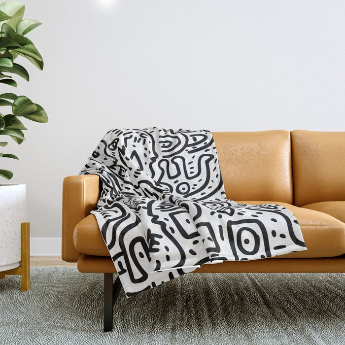 Street Art Graffiti Love Black And White Throw Blanket