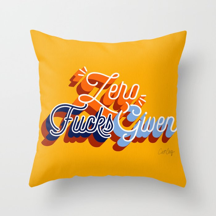 Zero F*Cks Given - Yellow & Blue Palette Throw Pillow