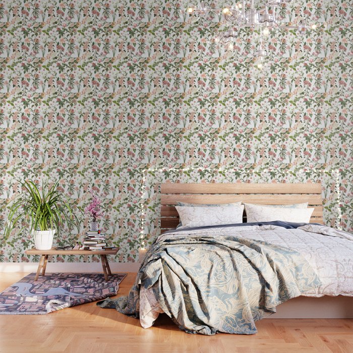 Vintage & Shabby Chic - Pink Sepia Summer Flowers Wallpaper