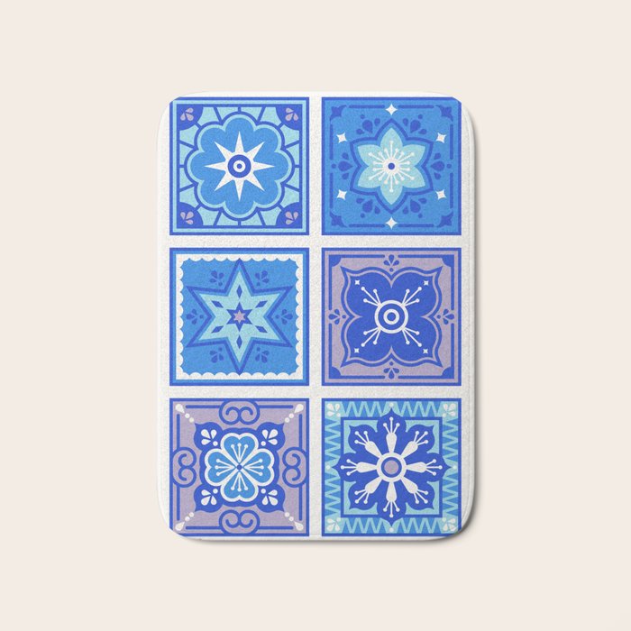 Talavera Mexican Tile - Blue Palette Bath Mat