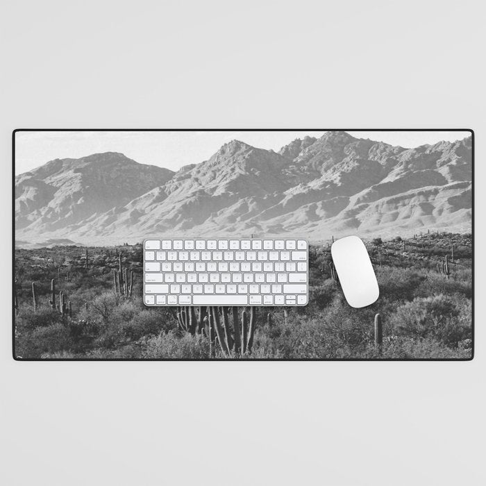 Wild West Iii - Tucson - Black & White Version Desk Mat