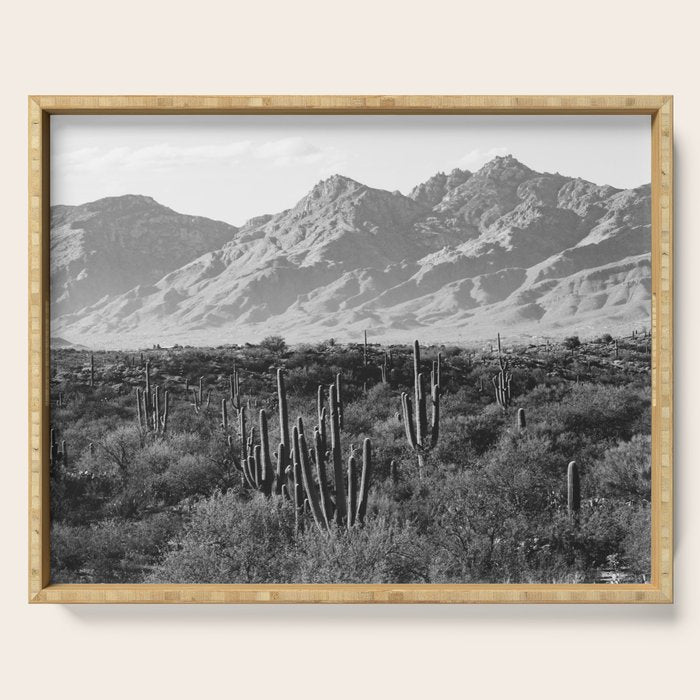 Wild West Iii - Tucson - Black & White Version Serving Tray