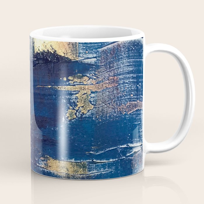 Halo [2]: A Minimal, Abstract Mixed-Media Piece In Blue And Gold By Alyssa Hamilton Art Coffee Mug