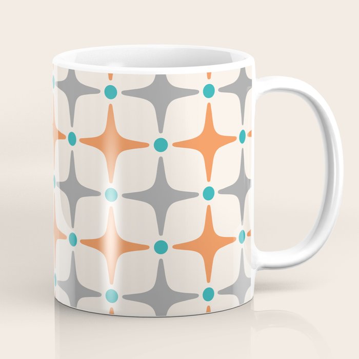 Mid Century Modern Starburst Pattern 993 Pattern Grey Blue And Orange Coffee Mug