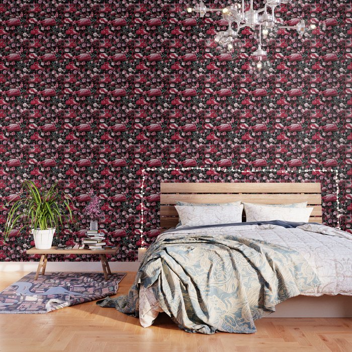 Floral And Flamingo Viii Pattern Wallpaper