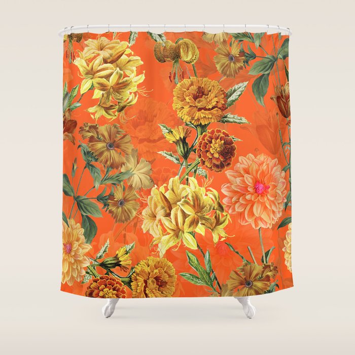 Vintage & Shabby Chic - Warm Sunny Yellow Flower Garden Shower Curtain