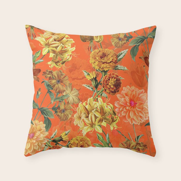 Vintage & Shabby Chic - Warm Sunny Yellow Flower Garden Throw Pillow