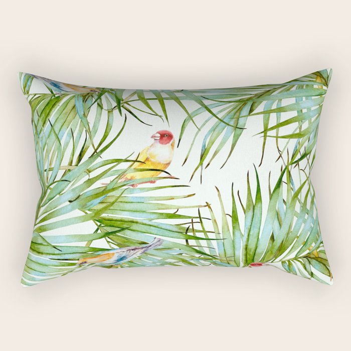 Birds On The Leaves Of The Jungle Rectangular Pillow