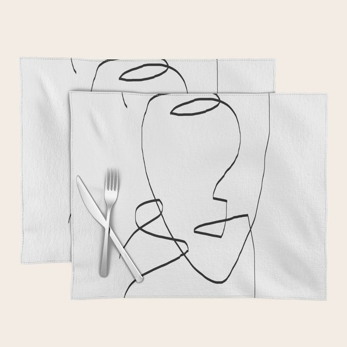 Abstract Head, Minimalist Line Art Placemat