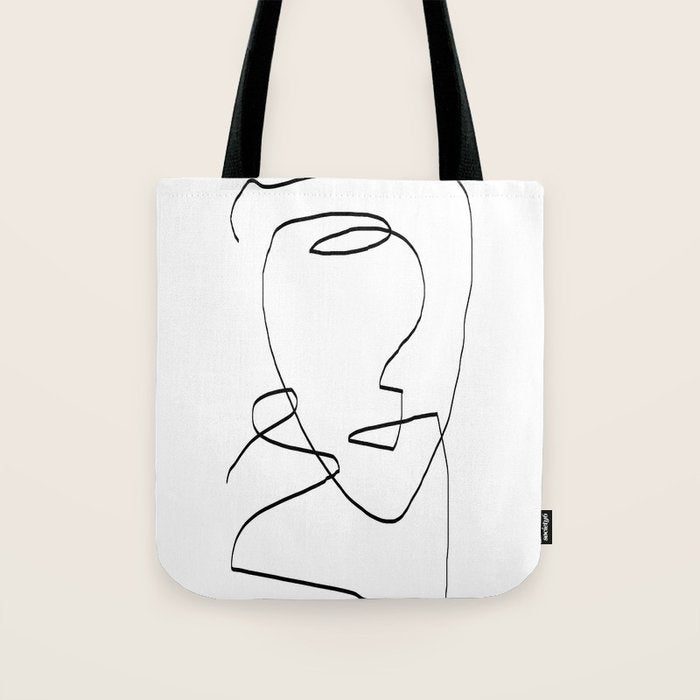 Abstract Head, Minimalist Line Art Tote Bag