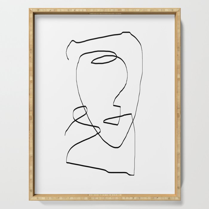 Abstract Head, Minimalist Line Art Serving Tray