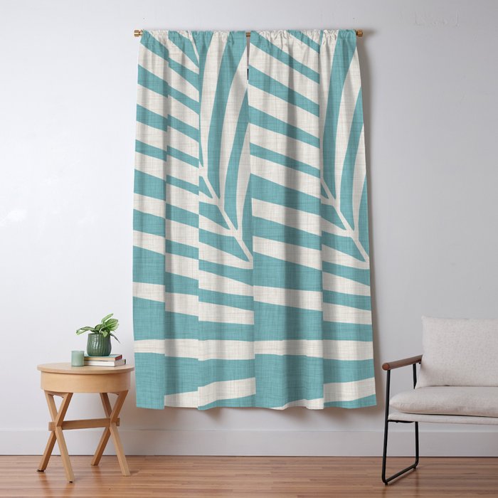 Vintage Palm Frond Silhouette Window Curtain