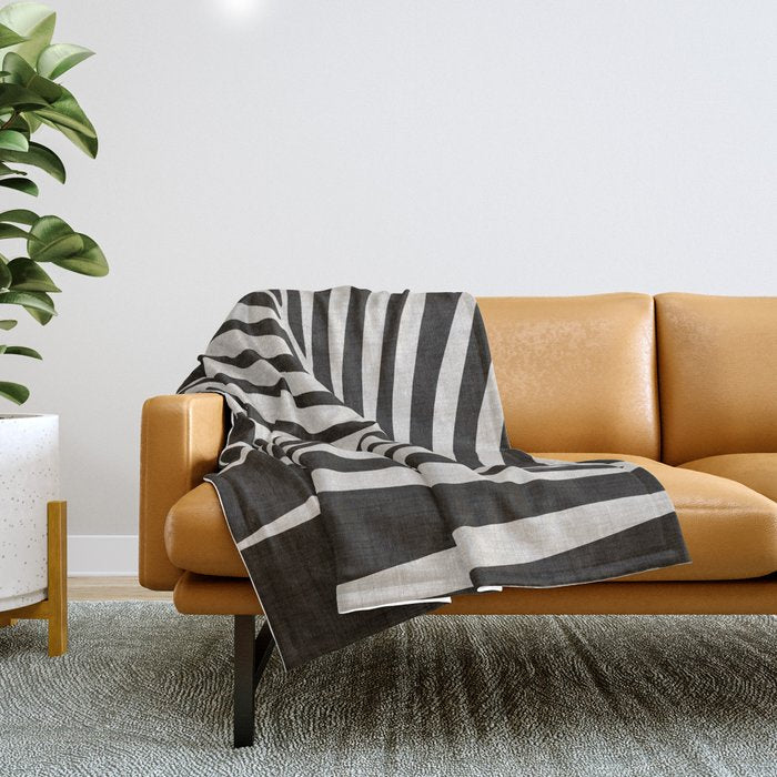 Black And White Palm Frond Throw Blanket