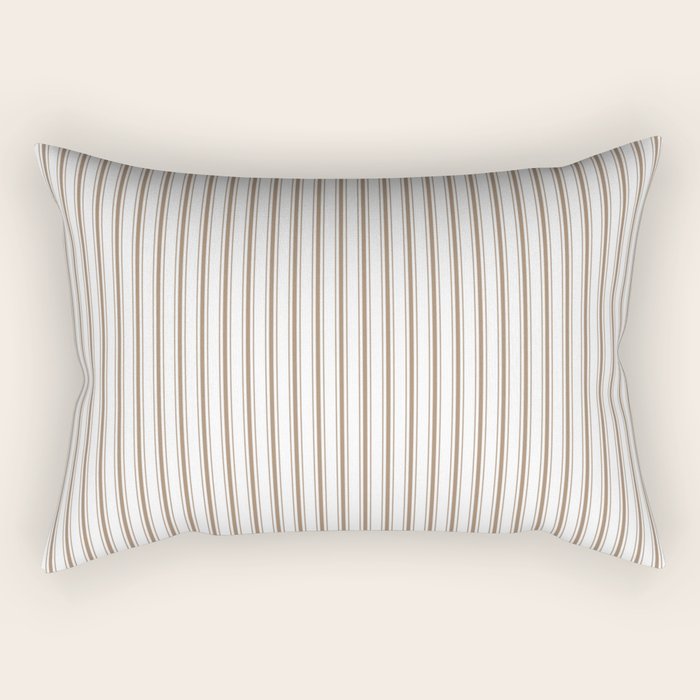 Mattress Ticking Narrow Striped Pattern In Dark Brown And White Rectangular Pillow