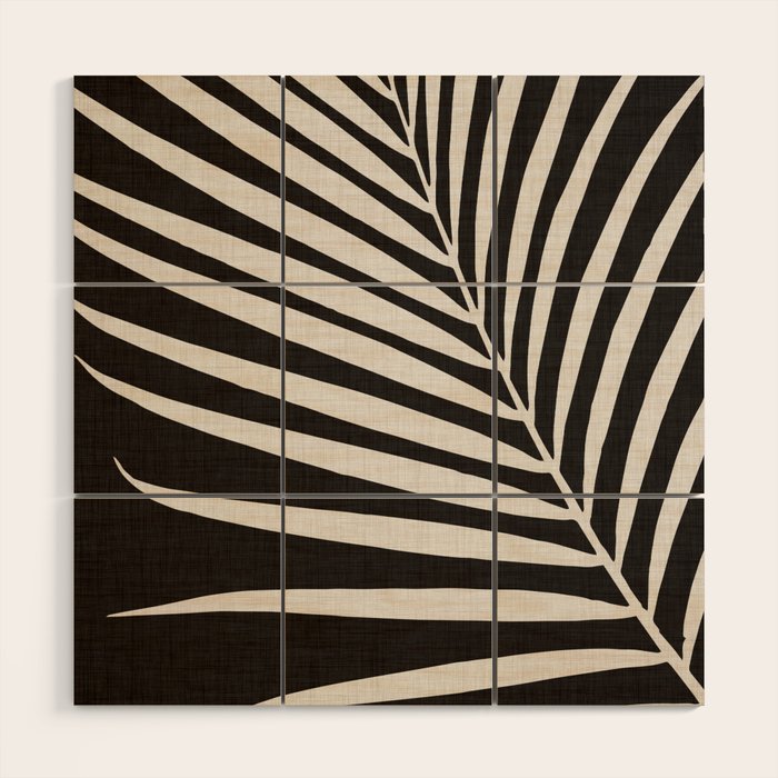 Black And White Palm Frond Wood Wall Art