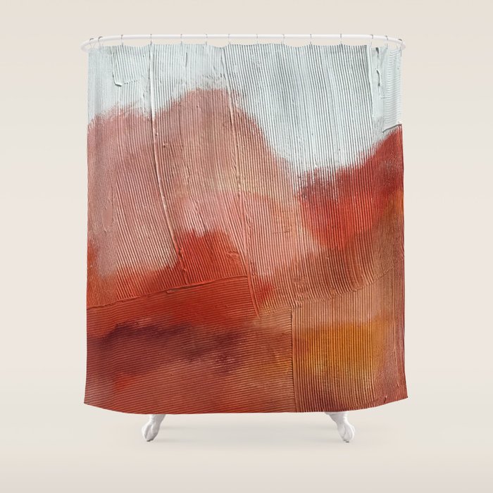 Desert Journey [2]: A Textured, Abstract Piece In Pinks, Reds, And White By Alyssa Hamilton Art Shower Curtain