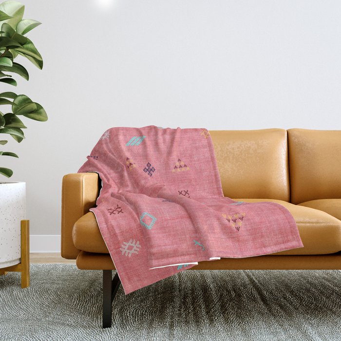 Cactus Silk Pattern In Pink Throw Blanket