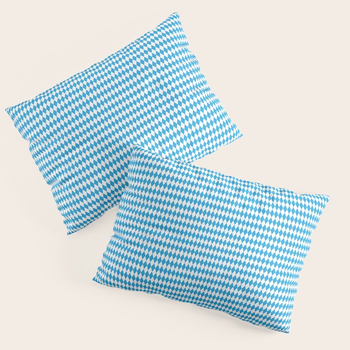 Oktoberfest Bavarian Blue And White Small Diagonal Diamond Pattern Pillow Sham
