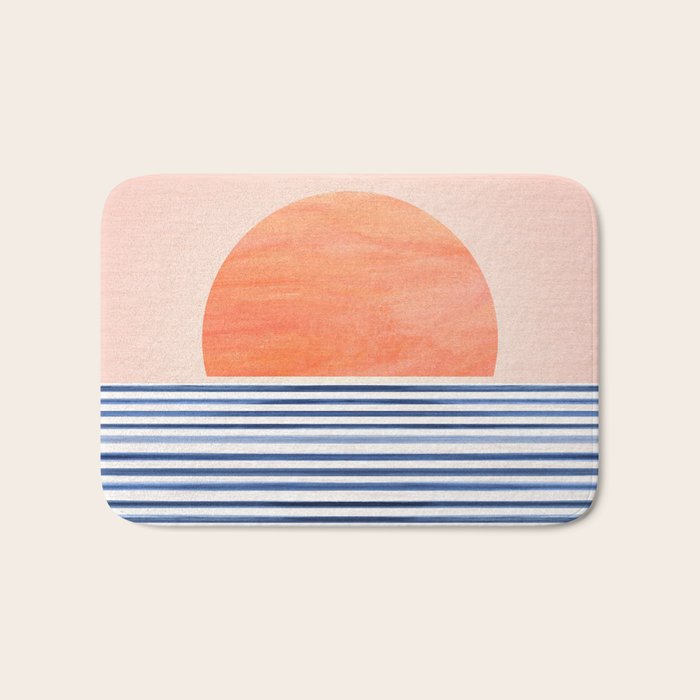 Summer Sunrise Minimal Abstract Landscape Bath Mat