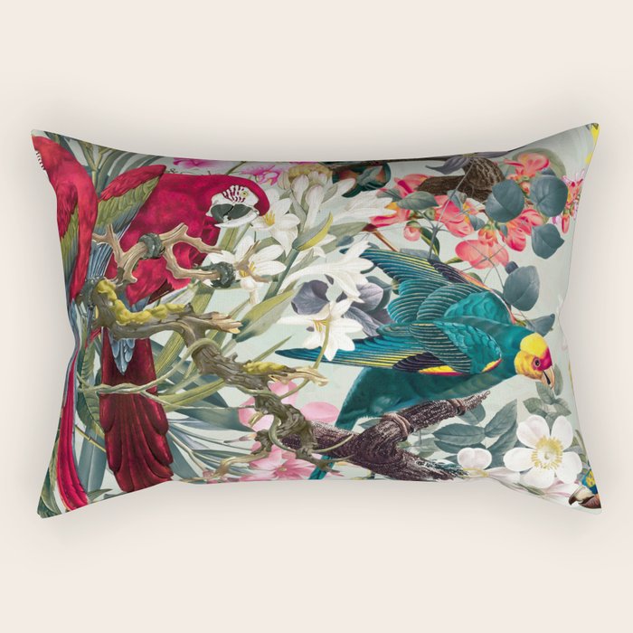 Floral And Birds Xxii Rectangular Pillow