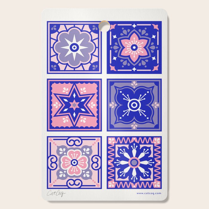Talavera Mexican Tile - Pink & Periwinkle Palette Cutting Board