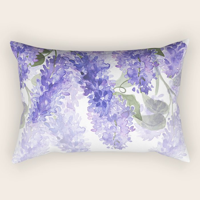 Purple Wisteria Flowers Rectangular Pillow