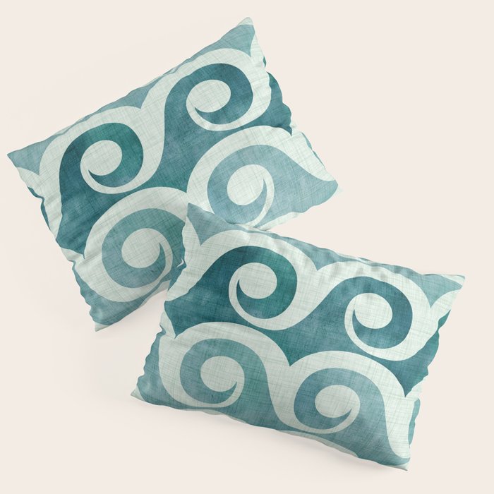 Vintage Waves Tropical Teal Geometric Pattern Pillow Sham