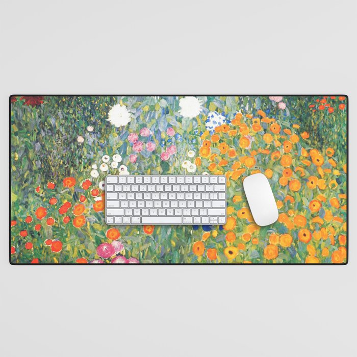 Gustav Klimt "Blumengarten (Flower Garden)" Desk Mat