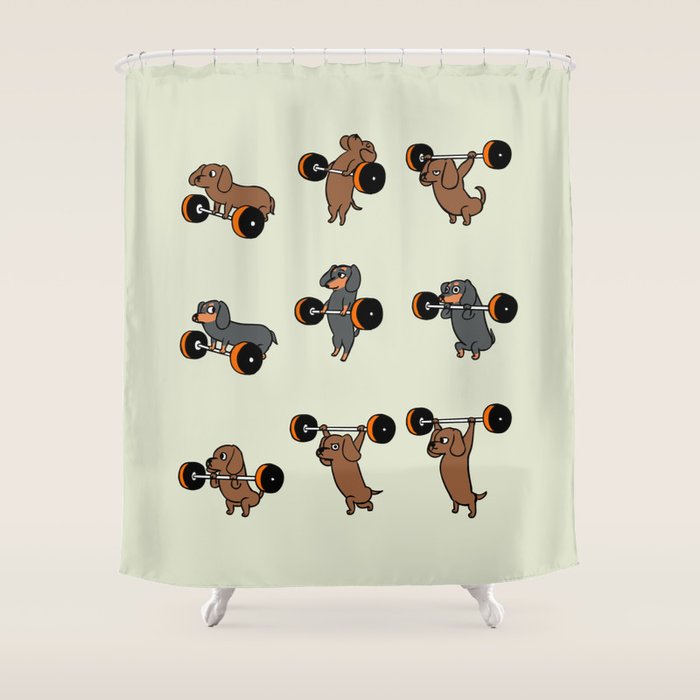 Olympic Lifting Dachshund Shower Curtain