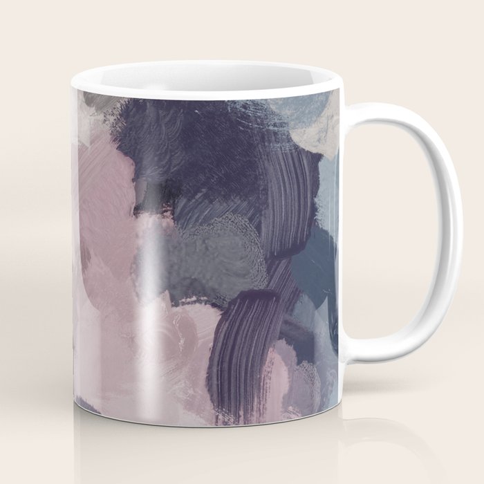 Picking Blackberries - Teal Indigo Lavender Abstract Wall Art, Feminine Painting Print, Modern Art Coffee Mug