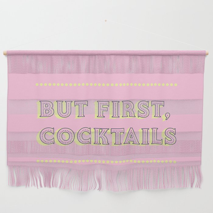 Pastel Pink Party Cocktails Wall Hanging