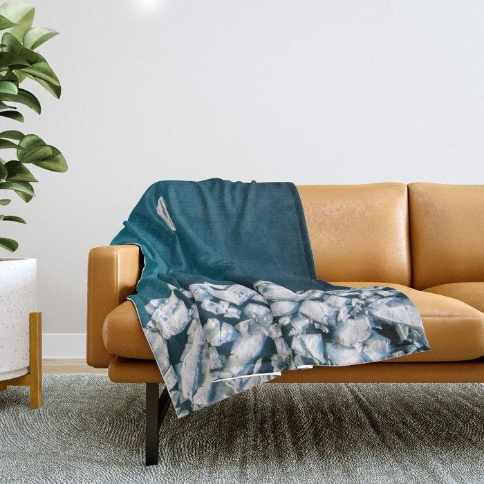Minimalist Ice Bergs In The Blue Ocean Throw Blanket
