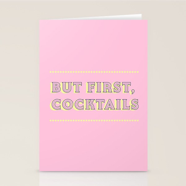 Pastel Pink Party Cocktails Stationery Card