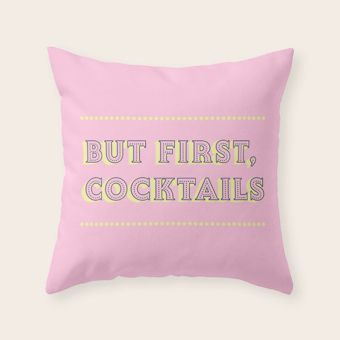 Pastel Pink Party Cocktails Throw Pillow