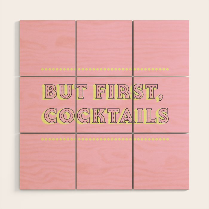 Pastel Pink Party Cocktails Wood Wall Art