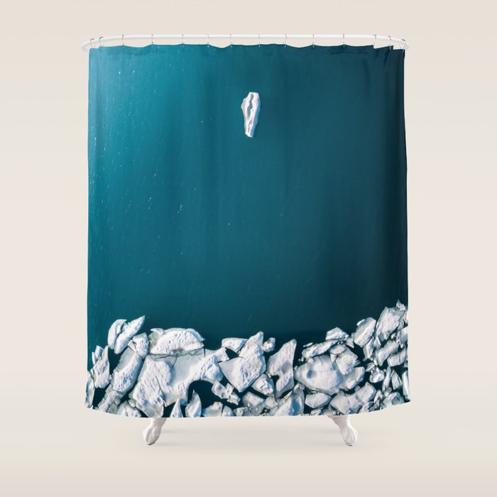 Minimalist Ice Bergs In The Blue Ocean Shower Curtain