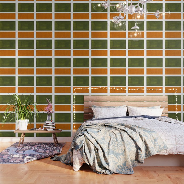 Olive Green Yellow Ochre Minimalist Abstract Colorful Midcentury Pop Art Rothko Color Field Wallpaper