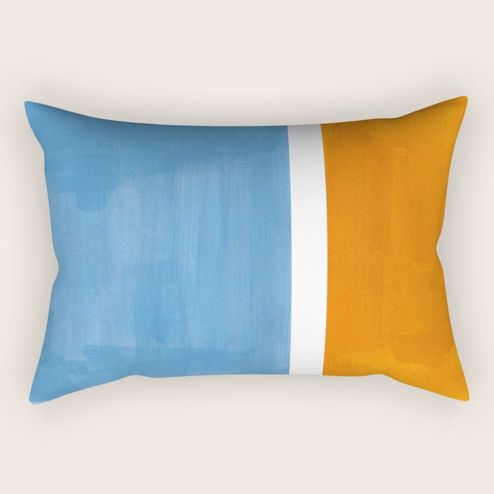 Rothko Minimalist Abstract Mid Century Color Black Square Periwinkle Yellow Ochre Rectangular Pillow