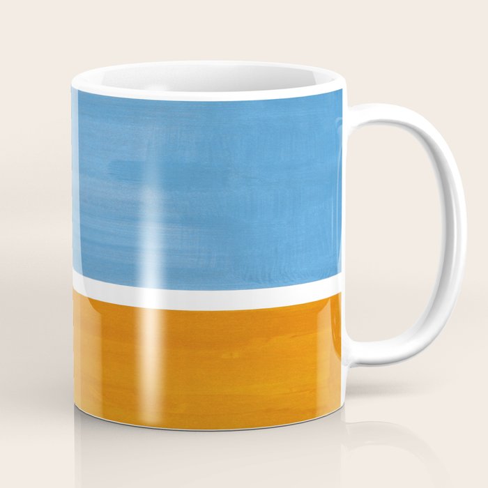 Rothko Minimalist Abstract Mid Century Color Black Square Periwinkle Yellow Ochre Coffee Mug