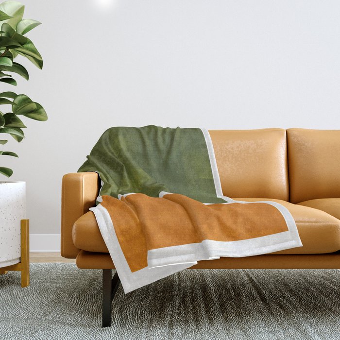 Olive Green Yellow Ochre Minimalist Abstract Colorful Midcentury Pop Art Rothko Color Field Throw Blanket