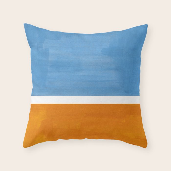 Rothko Minimalist Abstract Mid Century Color Black Square Periwinkle Yellow Ochre Throw Pillow