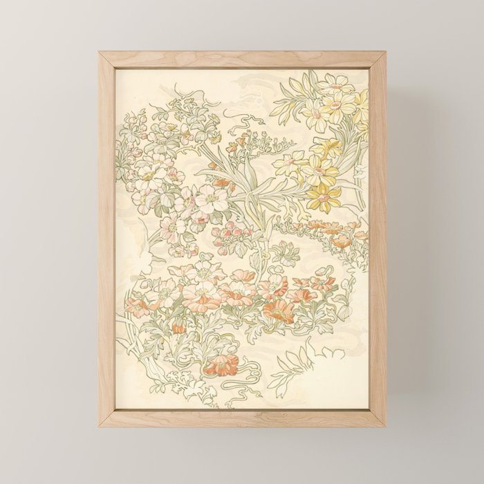 Alphonse Mucha "Anemones, Apple Blossoms And Narcissis" Mini Art Print