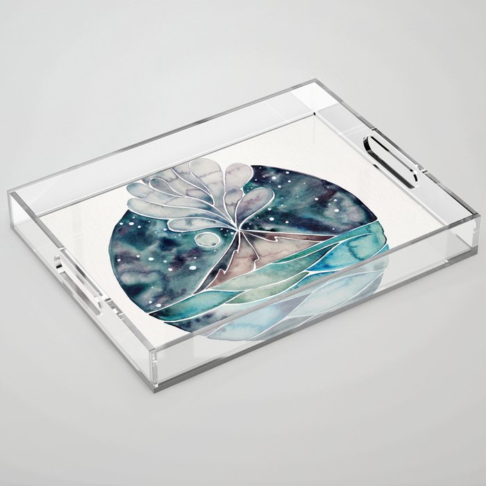 Stromboli Volcano At Midnight - Blue Palette Acrylic Tray