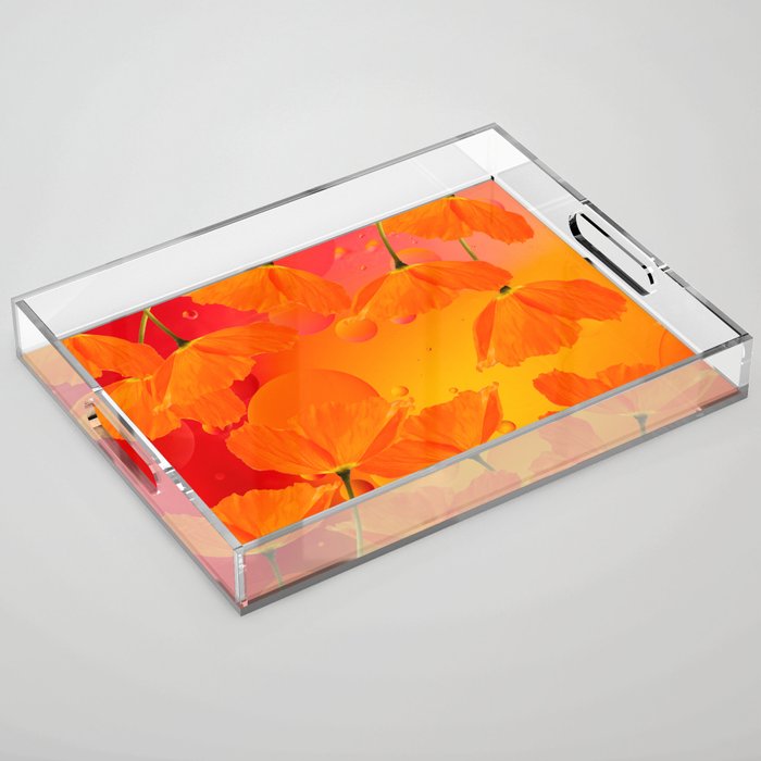 Poppy Flowers In Sunset Colors #Decor #Homestorie #Buyart Acrylic Tray